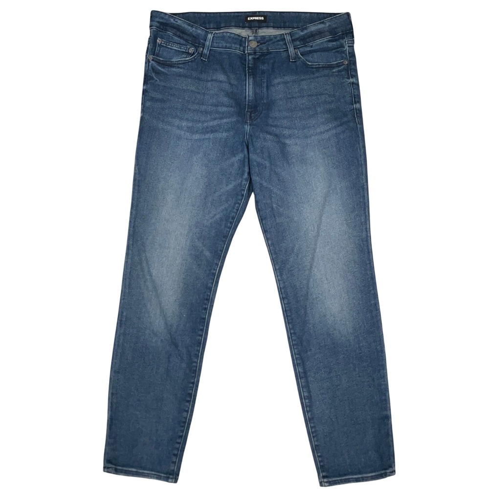 Express Hyper Stretch Jeans Mens 36 Blue Fade Slim Tapered Denim Streetwear